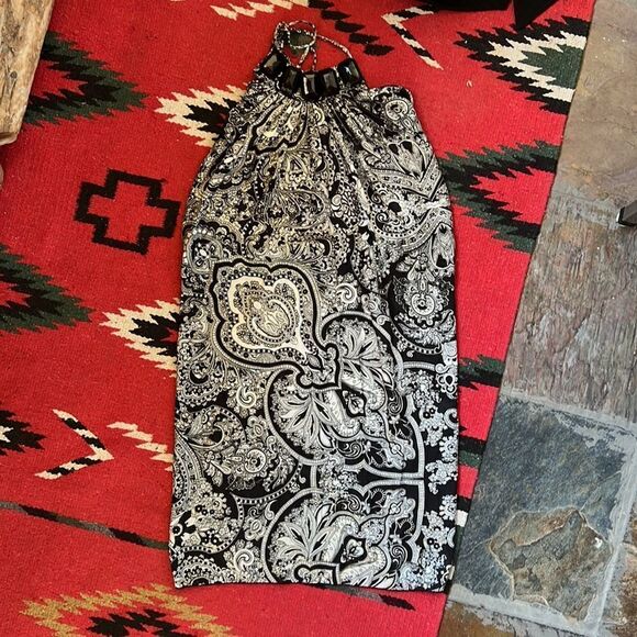 Paisley Print Halter Neck Backless Dress Women Size Small - Picture 3 of 5